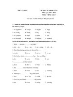 Đề thi giữa học kỳ II môn Tiếng Anh lớp 7 THCS Cự Khê năm 2015