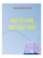 Bài giảng bài dấu của nhị thức bậc nhất đại số 10 (2) 