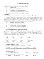 Đề thi Tiếng Anh lớp 8 có ma trận