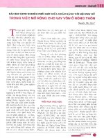 Bài học kinh nghiệm phối hợp giữa ngân hàng với hội phụ nữ trong việc mở rộng cho vay ở nông thôn 