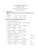 Đề kiểm tra học kì 2 môn Tiếng Anh lớp 9 trường THCS Phan Bội Châu