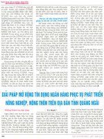 Giải pháp mở rộng tín dụng ngân hàng phục vụ phát triển nông nghiệp, nông thôn trên địa bàn tỉnh quảng ngãi 