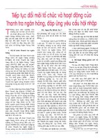 Tiếp tục đổi mới tổ chức và hoạt động của thanh tra ngân hàng, đáp ứng yêu cầu hội nhập 