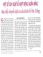Một số suy nghĩ về hoạt động ngân hàng thúc đẩy chuyển dịch cơ cấu kinh tế ở sóc trăng 