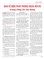 Bàn về biện pháp phòng ngừa rủi ro trong công tác tín dụng 