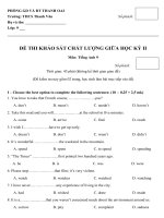 Đề thi giữa học kỳ 2 Tiếng Anh lớp 9 trường THCS Thanh Văn, huyện Thanh Oai