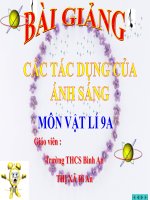 Bài giảng bài các tác dụng của ánh sáng vật lý 9 (2) 