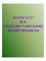 Bài giảng bài chất dẫn điện và chất cách điện – dòng điện trong kim loại vật lý 7 (6) 