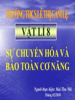 Bài giảng bài sự chuyển hóa và bảo toàn cơ năng vật lý 8 (9) 