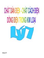 Bài giảng bài chất dẫn điện và chất cách điện – dòng điện trong kim loại vật lý 7 