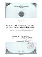 KHẢO sát CHẤT LƯỢNG mẫu CURCUMIN sẳn XUẤT TRONG nước và nước NGOÀI 