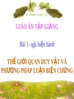 Bài giảng bài thế giới quan duy vật và PP luận biện chứng GDCD 10 
