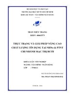 THỰC TRẠNG VÀ GIẢI PHÁP NÂNG CAO CHẤT LƯỢNG TÍN DỤNG TẠI NHNo  PTNT CHI NHÁNH MẠC THỊ BƯỞI
