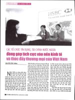 Các tổ chức tín dụng , tài chính nước ngoài đóng góp tích cực vào nền kinh tế và thúc đẩy thương mại của việt nam 