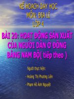 Địa lý   lớp 4  kế hoạch sản xuất