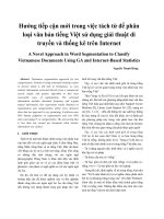 Hướng tiếp cận mới trong việc tách từ để phân loại văn bản tiếng việt sử dụng giải thuật di truyền và thống kê trên internet 