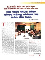 Bảo hiểm tiền gửi việt nam chi nhánh khu vực đông bắc bộ với việc thực hiện chức năng nhiệm vụ trên địa bàn 