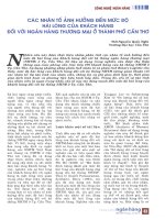 Các nhân tố ảnh hưởng đến mức độ hài lòng của khách hàng đối với ngân hàng thương mại ở thành phố cần thơ 