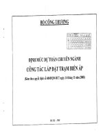 Định mức dự toán chuyên ngành công tác lắp đặt trạm biến áp (6060 qđ BCT)