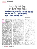 Giải pháp mở rộng tín dụng ngân hàng nhằm thúc đẩy hoạt động xuất khẩu lao động tại tỉnh nghệ an 