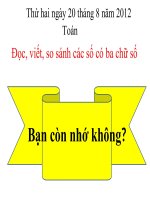 Bài giảng toán 3 đọc viết so sánh các số có 3 chữ số (1) 