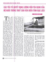 Các yếu tố quyết định lượng vốn tín dụng của hộ nuôi trồng thủy sản ven biển tỉnh bạc liêu 