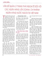 Vấn đề quản lý trạng thái ngoại tệ đối với các ngân hàng liên doanh chi nhánh ngân hàng nước ngoài tại việt nam 