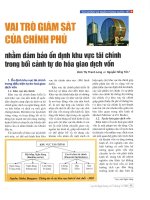 Vai trò giám sát của chính phủ nhằm đảm bảo ổn định khu vực tài chính trong bối cảnh tự do hóa giao dịch vốn 