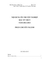 NỘI DUNG ôn THI tốt NGHIỆP bác sỹ YHCT năm 2012 2013 PHẦN CHUYÊN NGÀNH