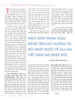 Nghị định thanh toán bằng tiền mặt hướng tới hội nhập quốc tế sau khi việt nam ra nhập WTO 