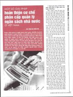 Một số giải pháp hoàn thiện cơ chế phân cấp quản lý ngân sách nhà nước 