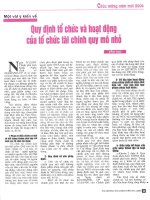 Một vài ý kiến về quy định tổ chức và hoạt động của tổ chức tài chính quy mô nhỏ 