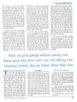 Một số giải pháp nhằm nâng cao hiệu quả thu hồi vốn vay tín dụng các chương trình, dự án khai thác hải sản 