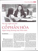 Vài suy nghĩ sau khi cổ phần hóa ngân hàng thương mại nhà nước 