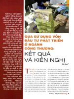 Qua sử dụng vốn đầu tư phát triển ở ngành công thương kết quả và kiến nghị 