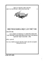 LỰA CHỌN vấn đề dạy và PHƯƠNG PHÁP ôn tập CHO học SINH GIỎI KHI GIẢNG dạy GIAI đoạn LỊCH sử VIỆT NAM 1945 – 1954 