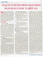 Về quản lý rủi ro trong hoạt động ngân hàng ở nước ta hiện nay 