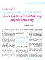 Vài suy nghĩ về chức năng quản lý nhà nước của tổ chức tín dụng hợp tác và vai trò , vị thế của tạp chí ngân hàng trong điều kiện hiện nay 