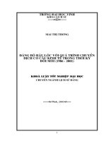 Đảng bộ hậu lộc với quá trình chuyển dịch cơ cấu kinh tế trong thời kỳ đổi mới (1986   2001 