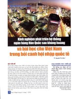 Kinh nghiệm phát triển hệ thống ngân hàng hàn quốc sau khủng hoảng và bài học cho việt nam trong bối cảnh hội nhập quốc tế 