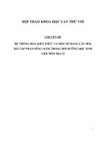 HỆ THỐNG hóa KIẾN THỨC và một số DẠNG câu hỏi,bài tập PHẦN SÔNG NGÒI TRONG bồi DƯỠNG học SINH GIỎI môn địa lí 