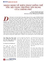 Nhận định về biện pháp kiềm chế tốc độ tăng trưởng tín dụng của chính phủ 