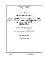 Đảng bộ nghệ an với công tác phát triển công nghiệp trong 20 năm đổi mới (1986 2005 