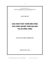 Giải pháp phát triển bền vững khu công nghiệp trên địa bàn thị xã sông công 