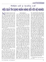 Một số ý kiến về hiệu quả tín dụng ngân hàng đối với hộ nghèo 