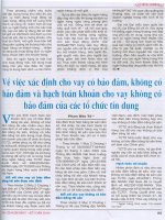 Về việc xác định cho vay có bảo đảm, không có bảo đảm và hạch toán khoản cho vay không có bảo đảm của các tổ chức tín dụng 