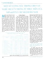 Một số vướng mắc trong cho vay nghề truyền thống từ thực tiễn của NHNo PTNT chi nhánh hà nam 