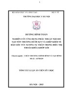 Nghiên cứu ứng dụng phẫu thuật nội soi tạo tổn thương dưới sụn và ghép khối tế bào gốc tủy xương tự thân trong điều trị thoái hóa khớp gối