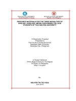 Resource materials for the three modalities of english language among sophomore college students of thai nguyen university 