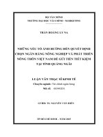 những yếu tố ảnh hưởng đến quyết định chọn ngân hàng nông nghiệp và phát triển nông thôn việt nam để gửi tiền tiết kiệm tại tỉnh quảng ngãi 